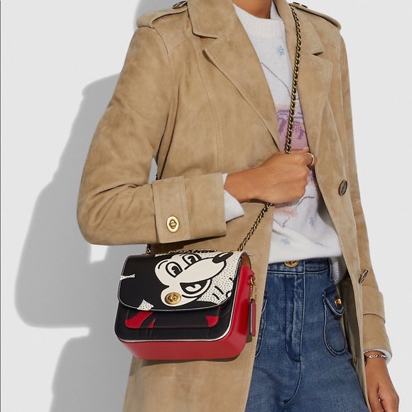 NWT COACH Disney Mickey Mouse X Keith Haring Madison Shoulder Bag 19 $495 - Picture 1 of 16